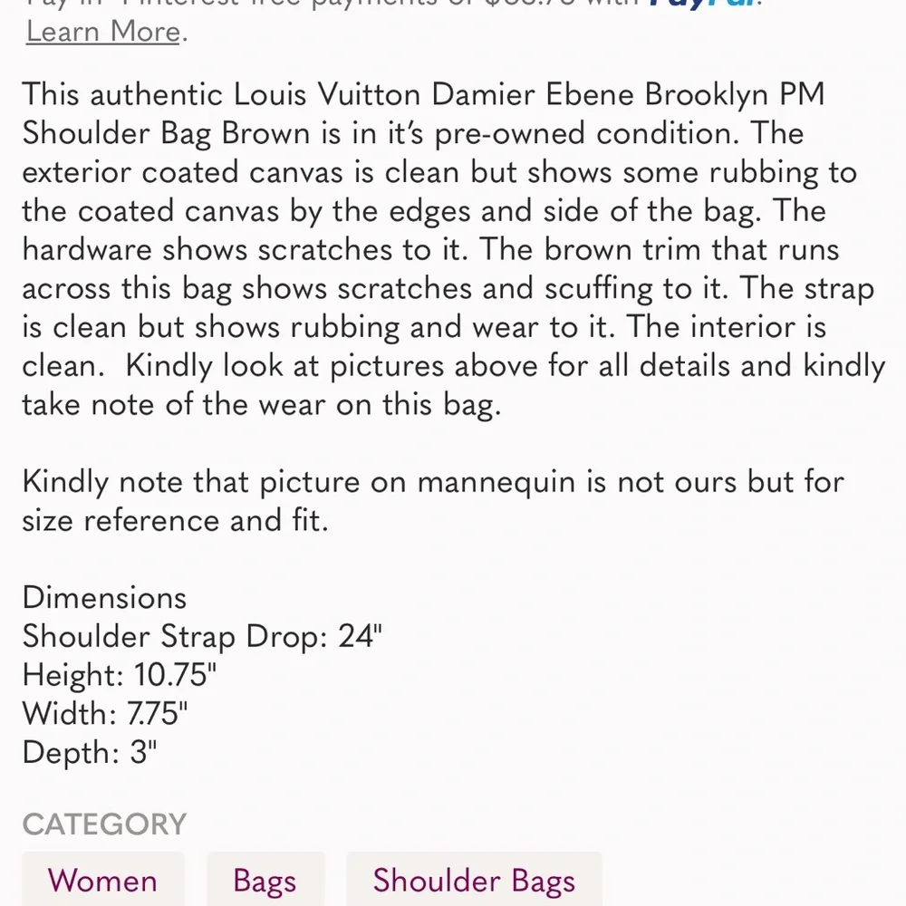 Louis Vuitton shoulder Damier Ebene bag PM Brooklyn Brown - Picture 16 of 17